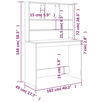 Scrivania con Mensole Nera 102x45x148 cm in Legno Multistrato - homemem39