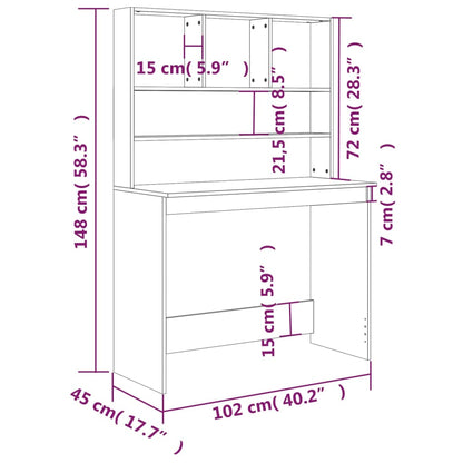 Scrivania Mensole Bianco Lucido 102x45x148 cm Legno Multistrato - homemem39