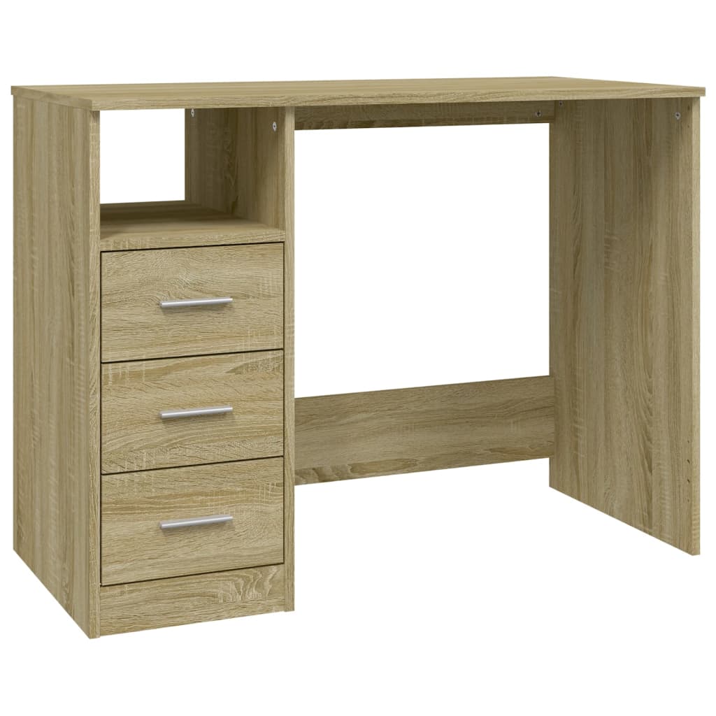 Scrivania Cassetti Rovere Sonoma 102x50x76 cm Legno Multistrato - homemem39