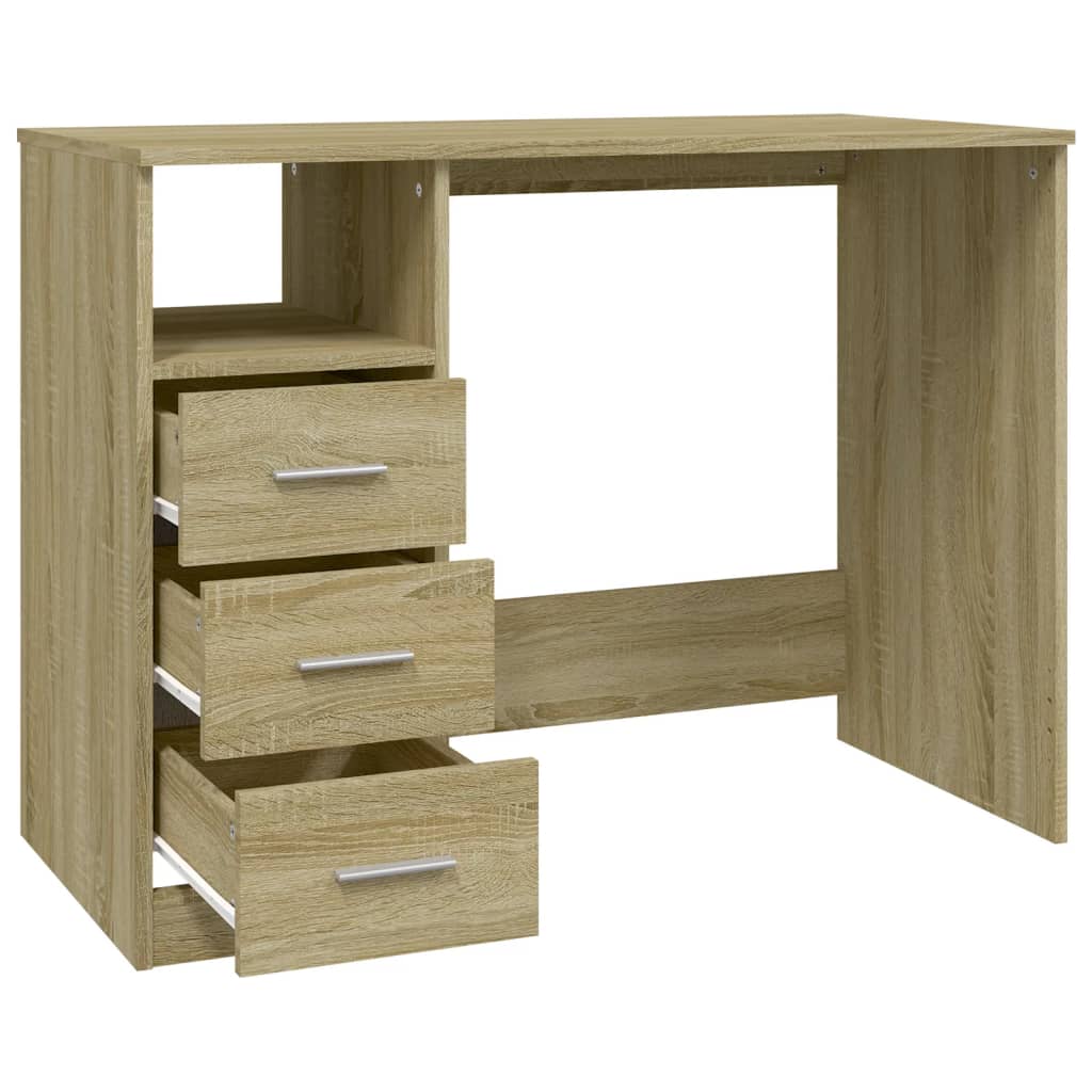 Scrivania Cassetti Rovere Sonoma 102x50x76 cm Legno Multistrato - homemem39