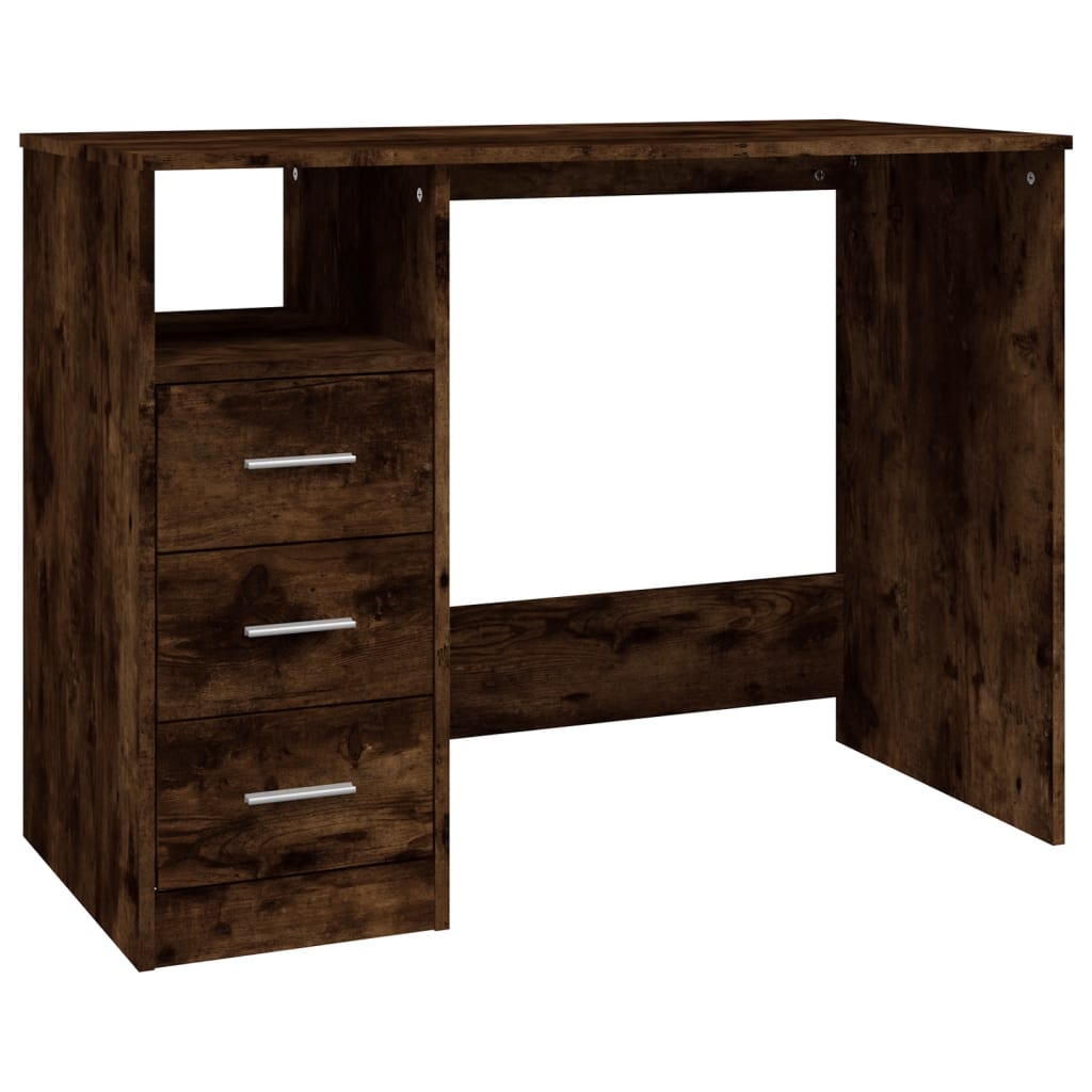 Scrivania Cassetti Rovere Fumo 102x50x76 cm Legno Multistrato - homemem39