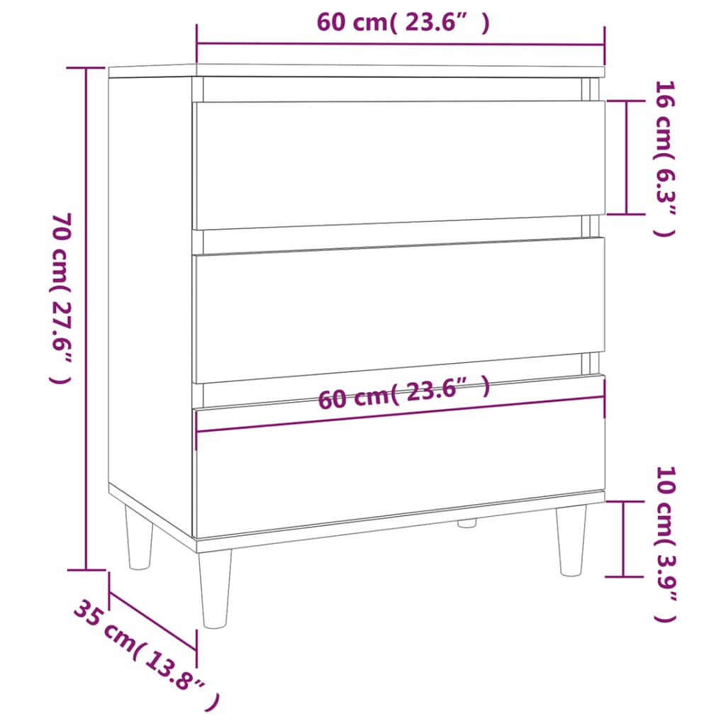 Credenza Nero 60x35x70 cm in Legno Multistrato - homemem39