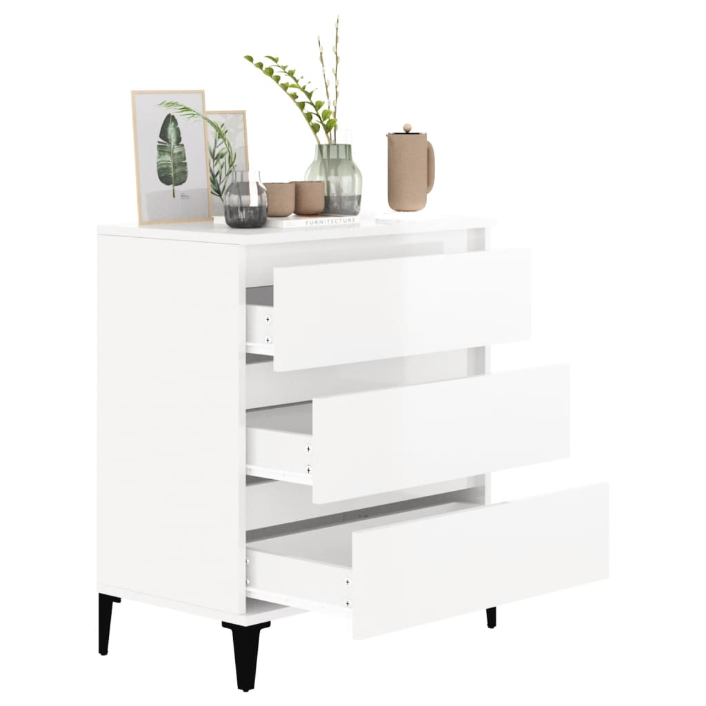 Credenza Bianco Lucido 60x35x70 cm in Legno Multistrato - homemem39