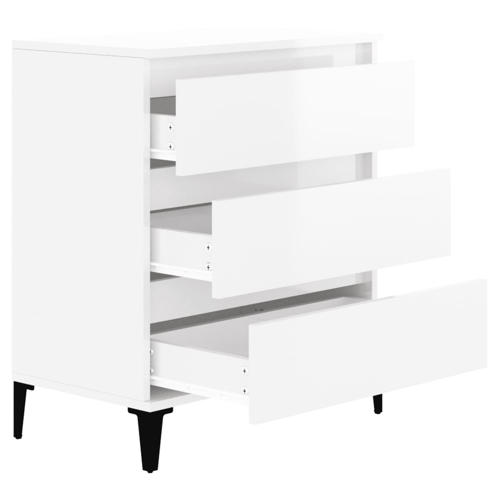 Credenza Bianco Lucido 60x35x70 cm in Legno Multistrato - homemem39