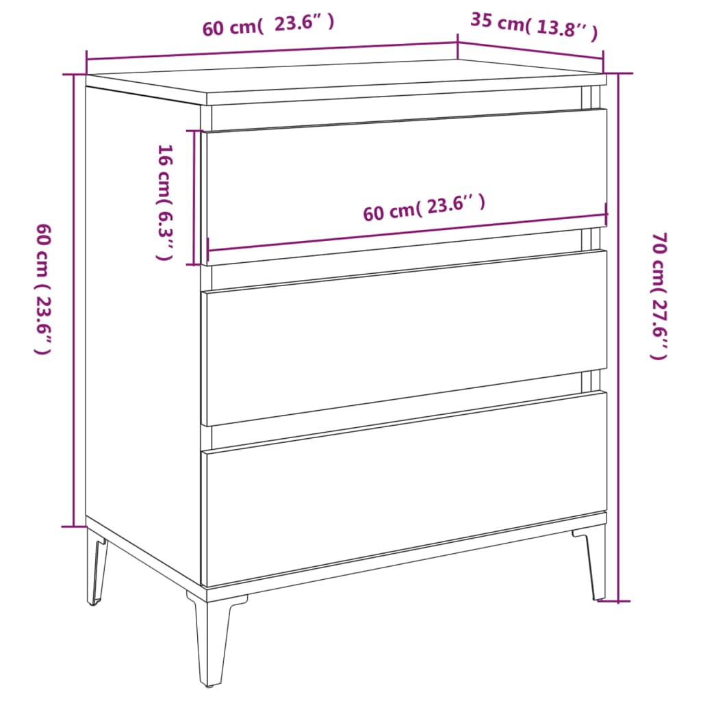 Credenza Rovere Sonoma 60x35x70 cm in Legno Multistrato - homemem39