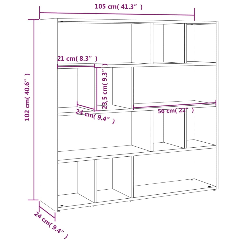 Libreria/Divisorio Grigio Sonoma 105x24x102 cm - homemem39