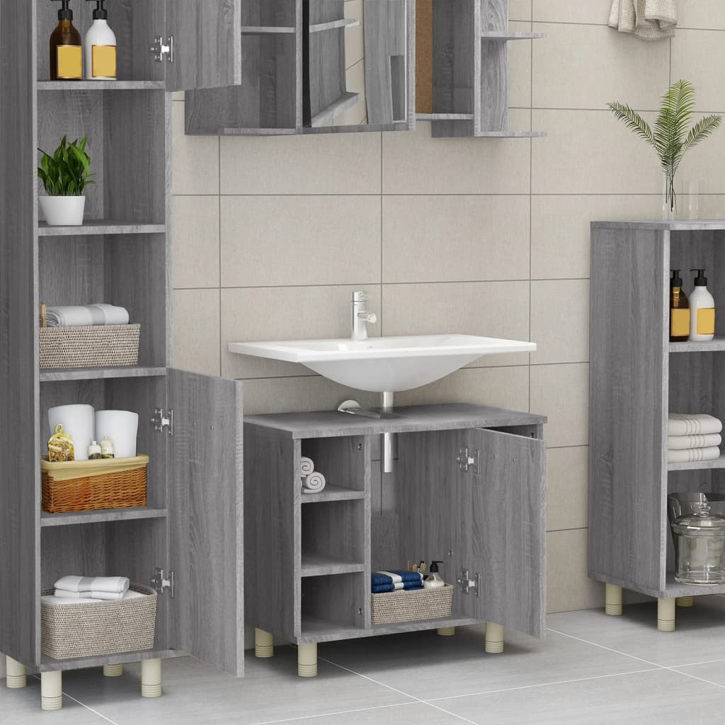 Armadietto Bagno Grigio Sonoma 60x32x53,5 cm Legno Multistrato - homemem39