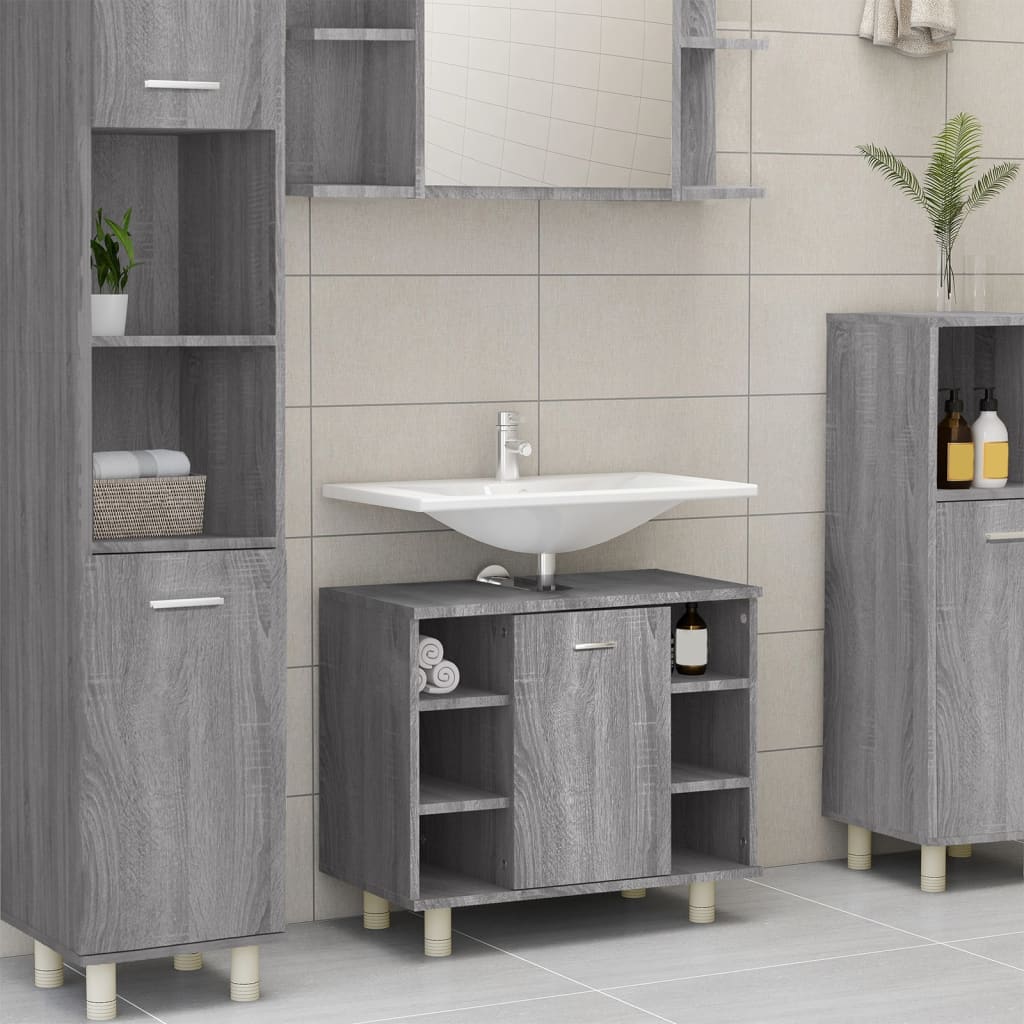 Armadietto Bagno Grigio Sonoma 60x32x53,5 cm Legno Multistrato - homemem39