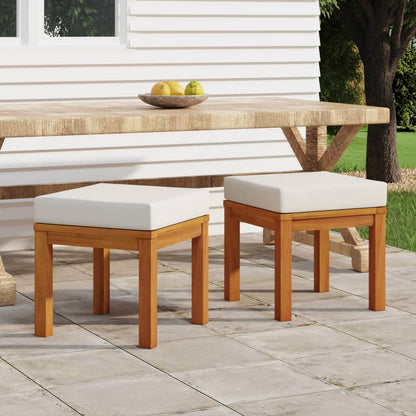 Sgabelli da Giardino con Cuscini 2pz 40x40x42cm Massello Acacia - homemem39