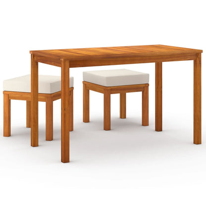 Set da Pranzo da Giardino 3pz con Cuscini Legno Massello Acacia - homemem39