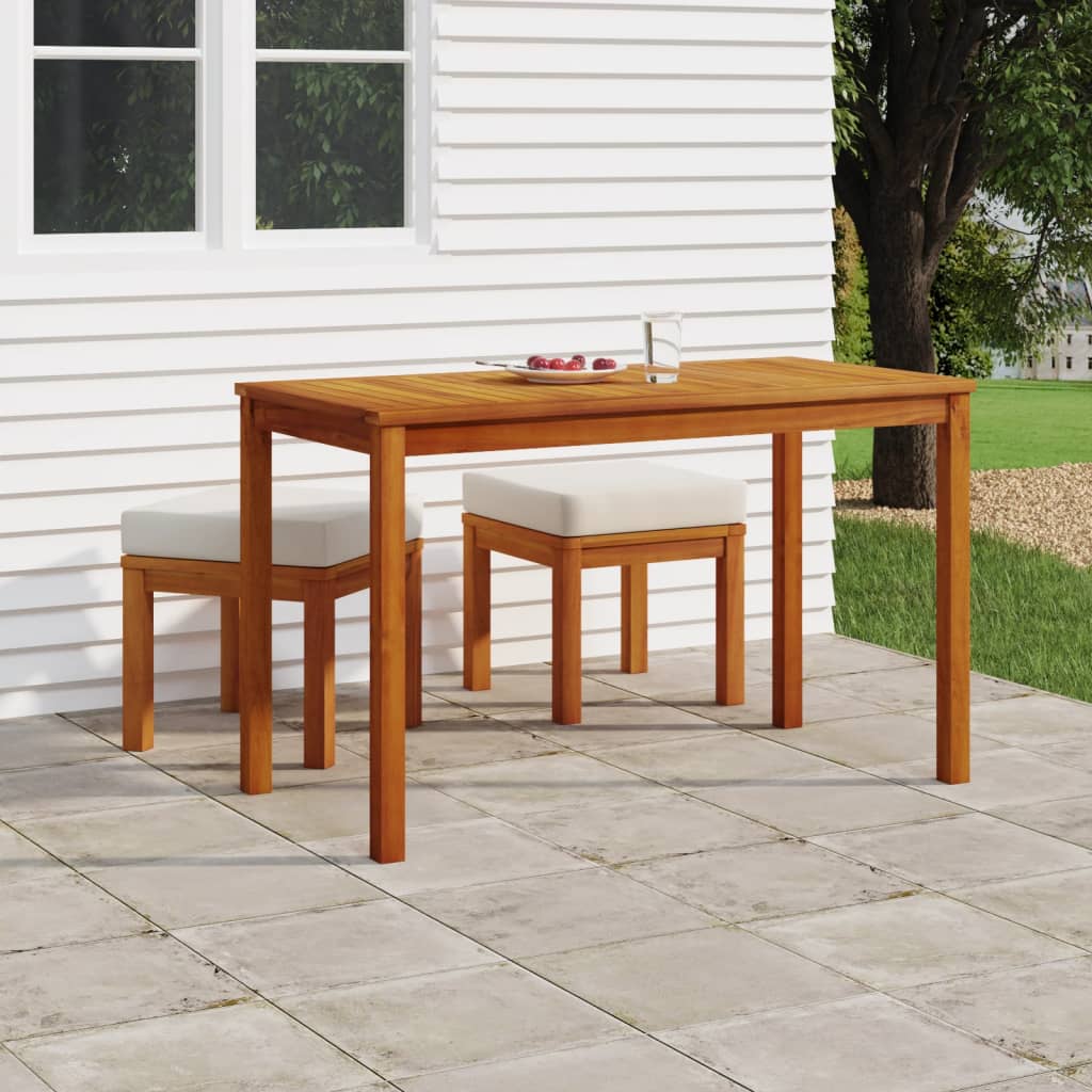 Set da Pranzo da Giardino 3pz con Cuscini Legno Massello Acacia - homemem39