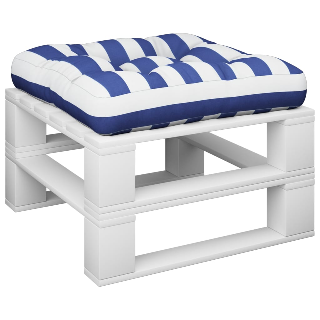 Cuscino per Pallet Strisce Bianche e Blu 60x60x12 cm in Tessuto - homemem39