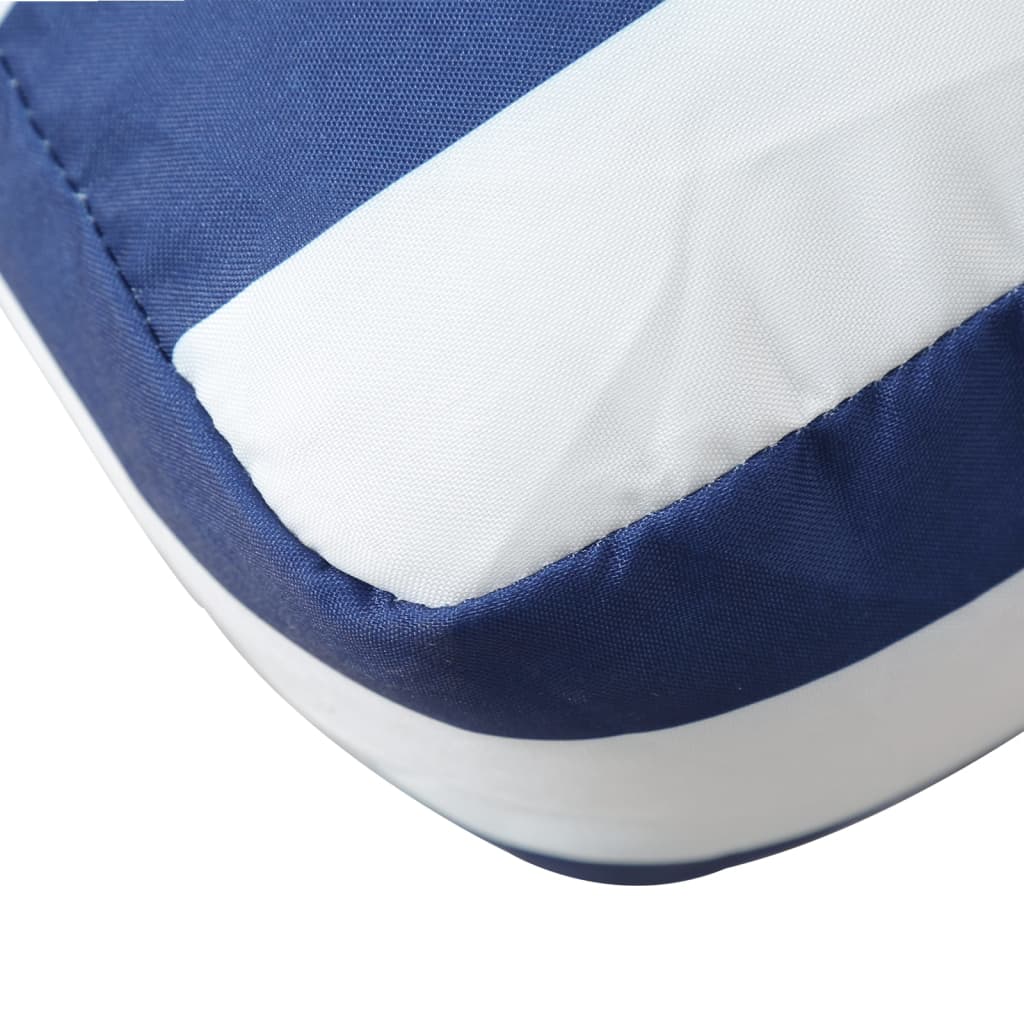 Cuscino per Pallet Strisce Bianche e Blu 60x60x12 cm in Tessuto - homemem39