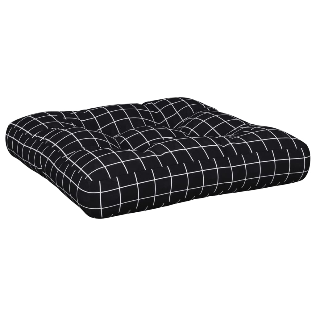 Cuscino per Pallet Motivo a Quadri Nero 60x60x12 cm in Tessuto - homemem39