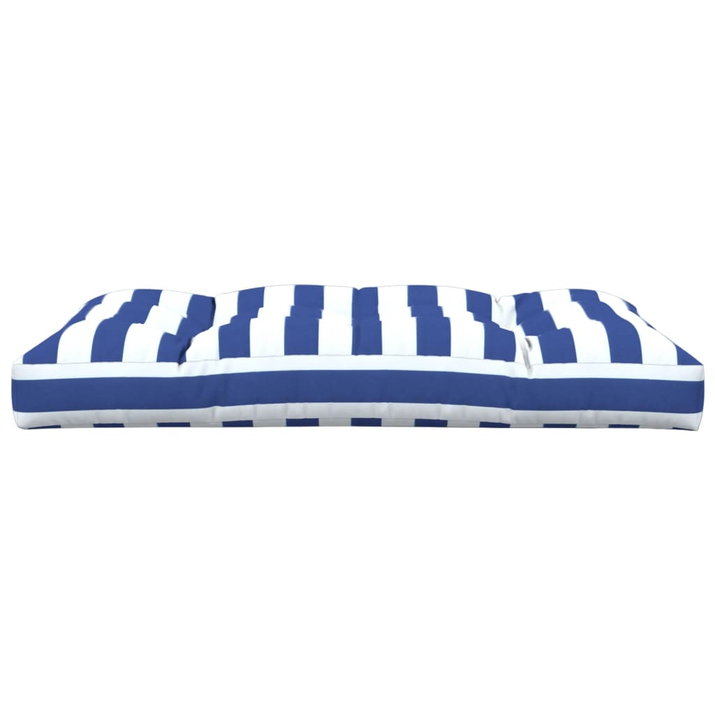 Cuscino per Pallet Strisce Bianche e Blu 120x80x12cm in Tessuto - homemem39