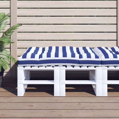 Cuscino per Pallet Strisce Bianche e Blu 120x80x12cm in Tessuto - homemem39