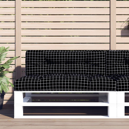 Cuscino per Pallet Motivo a Quadri Nero 120x40x12 cm Tessuto - homemem39