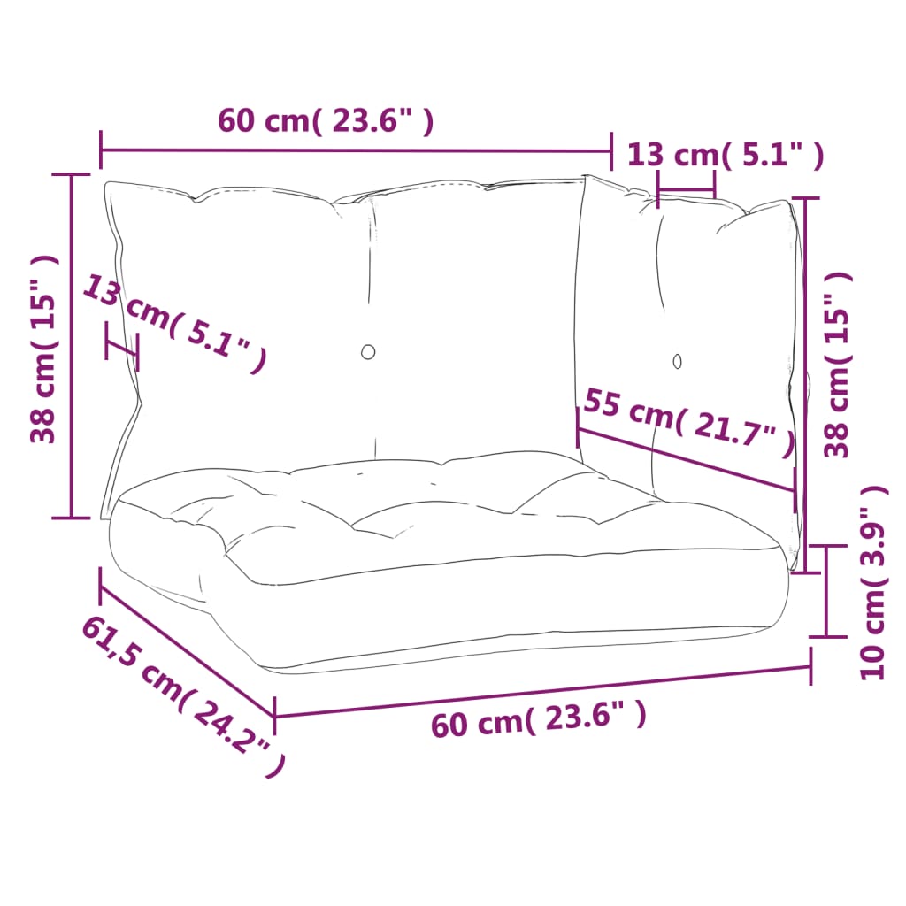 Cuscini per Pallet 3 pz Strisce Blu e Bianche Tessuto Oxford - homemem39