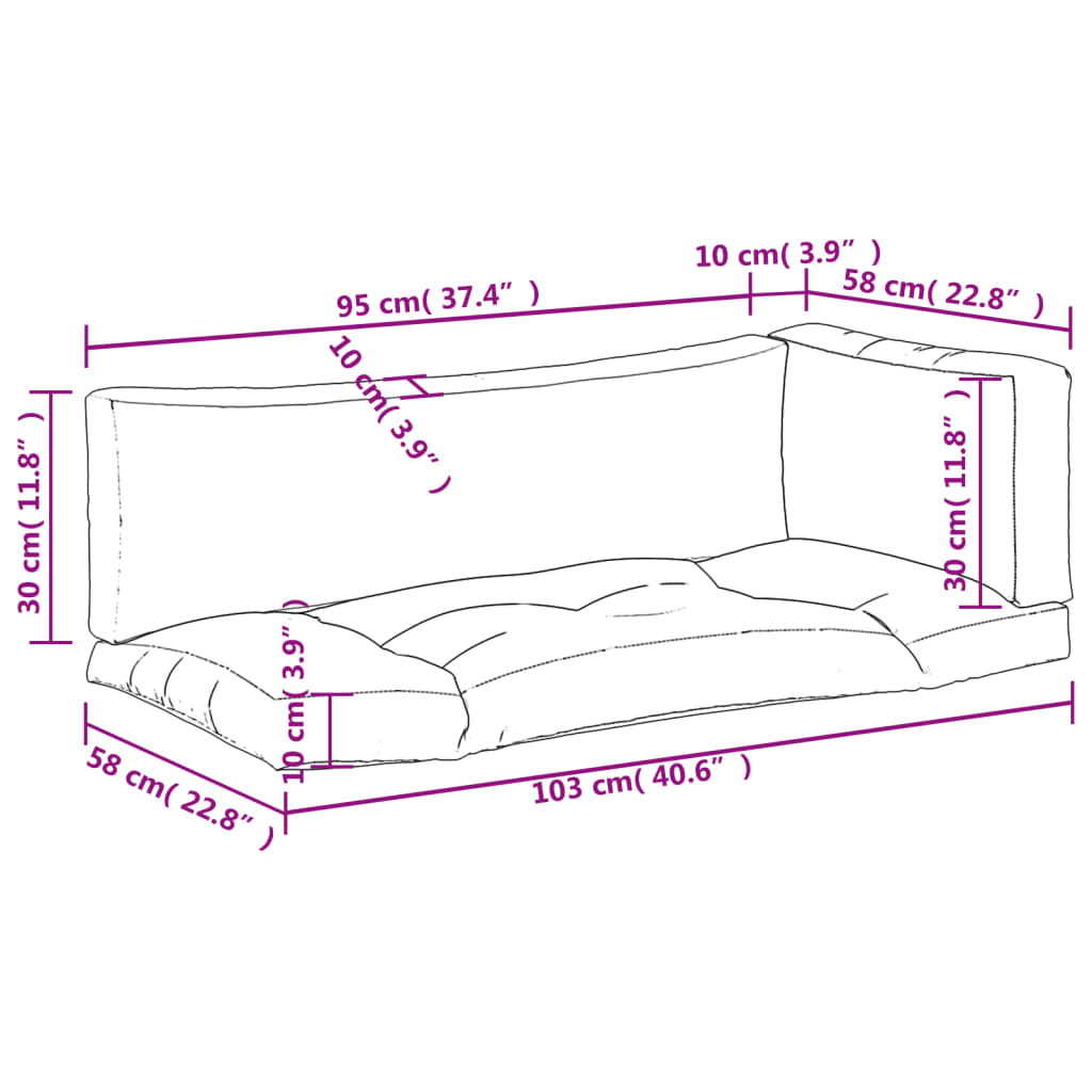 Cuscini per Pallet 3 pz Strisce Blu e Bianche Tessuto Oxford - homemem39