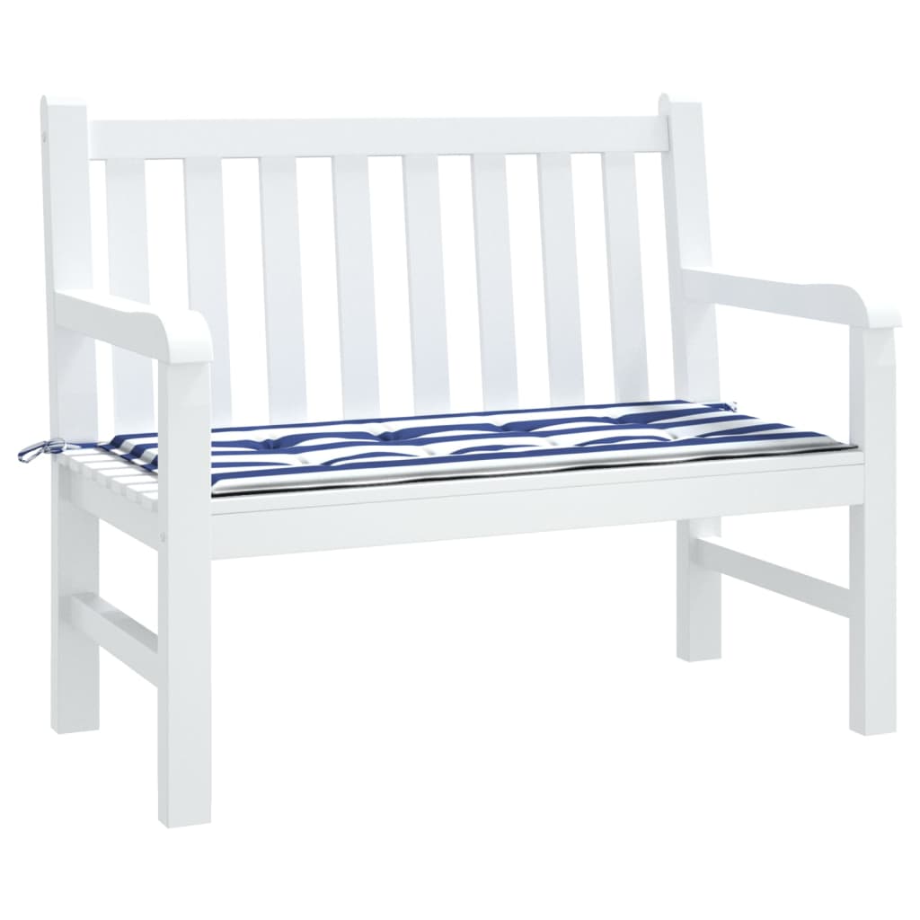 Cuscino Panca Giardino Bianco e Blu 100x50x3 cm Tessuto Oxford - homemem39