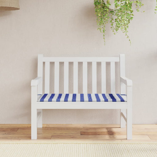 Cuscino Panca Giardino Bianco e Blu 120x50x3 cm Tessuto Oxford - homemem39