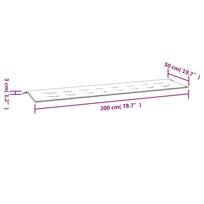 Cuscino Panca da Giardino Motivo a Foglie 200x50x3 cm Tessuto - homemem39