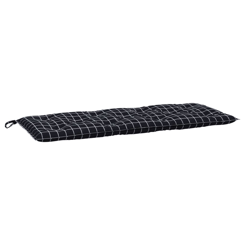 Cuscino Panca Giardino Motivo a Quadri Nero 120x50x7 cm Tessuto - homemem39