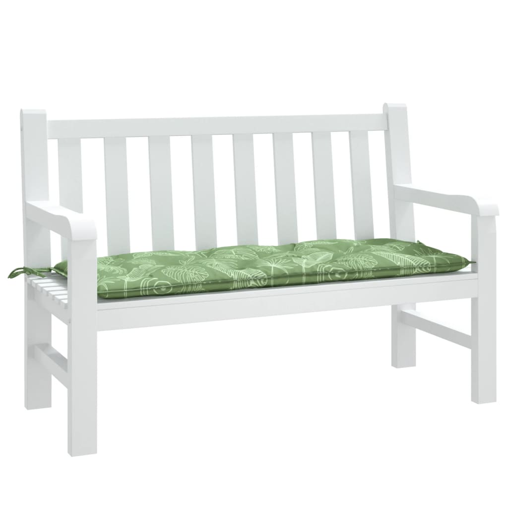 Cuscino Panca Giardino con Motivo a Foglie 120x50x7 cm Tessuto - homemem39