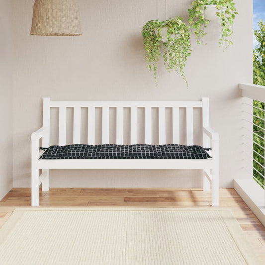 Cuscino per Panca a Quadri Neri 150x50x7 cm in Tessuto Oxford - homemem39