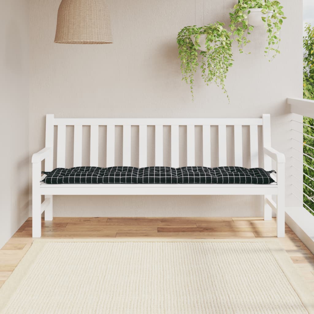 Cuscino per Panca a Quadri Neri 180x50x7 cm in Tessuto Oxford - homemem39