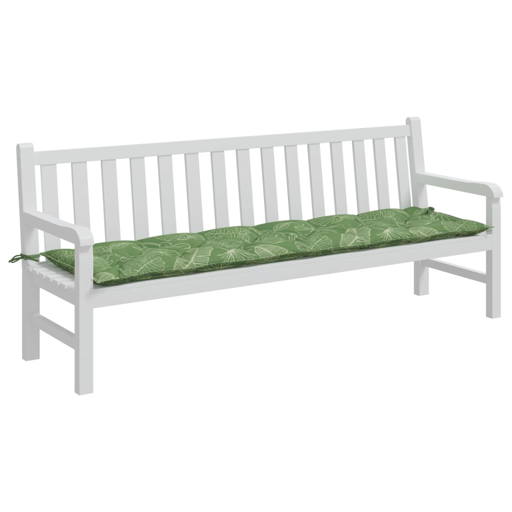 Cuscino Panca da Giardino Motivo a Foglie 200x50x7 cm Tessuto - homemem39