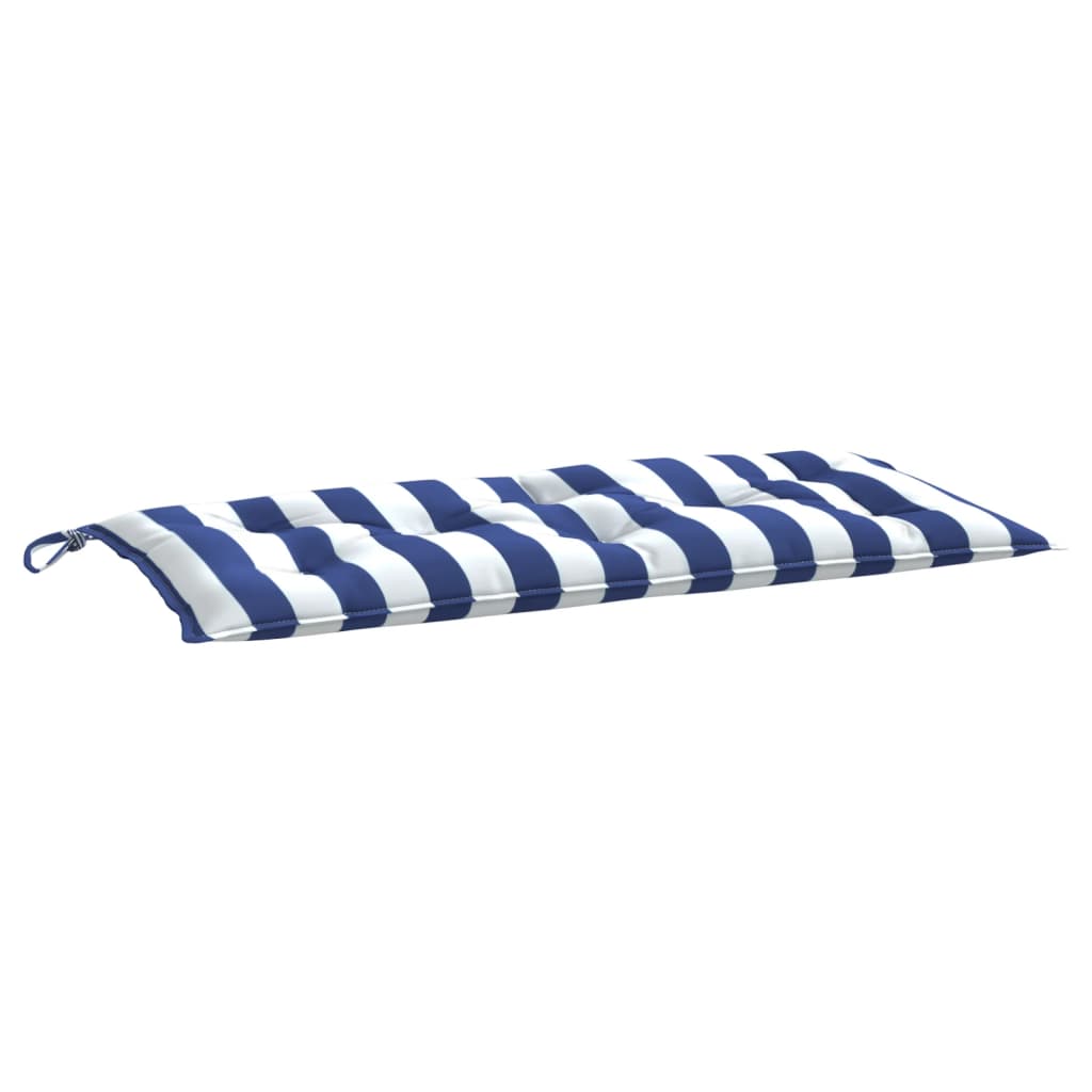 Cuscini Panca Giardino 2pz Righe Bianche Blu 100x50x7cm Tessuto - homemem39