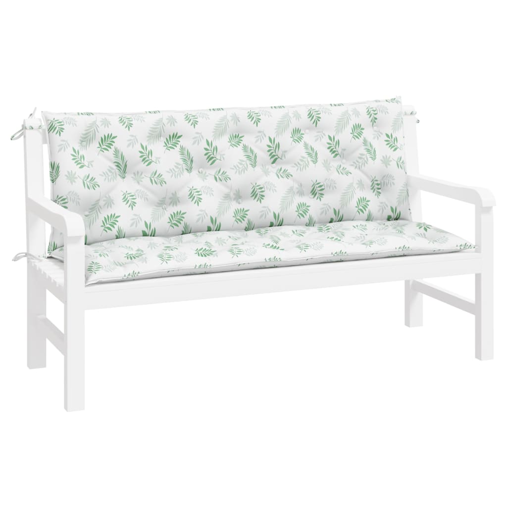 Cuscini Panca Giardino 2 pz Motivo a Foglie 150x50x7 cm Tessuto - homemem39