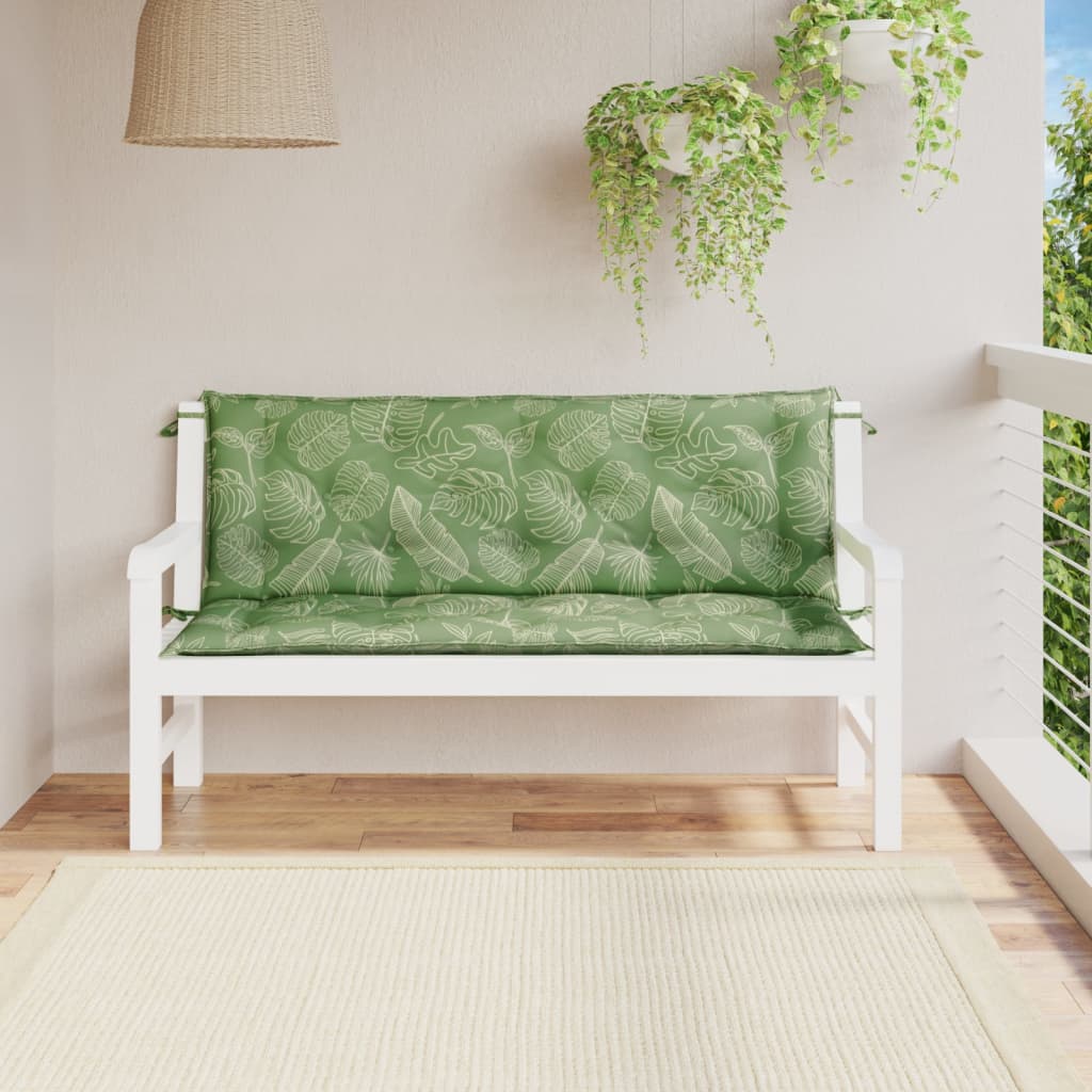 Cuscini Panca Giardino 2 pz Motivo a Foglie 150x50x7 cm Tessuto - homemem39