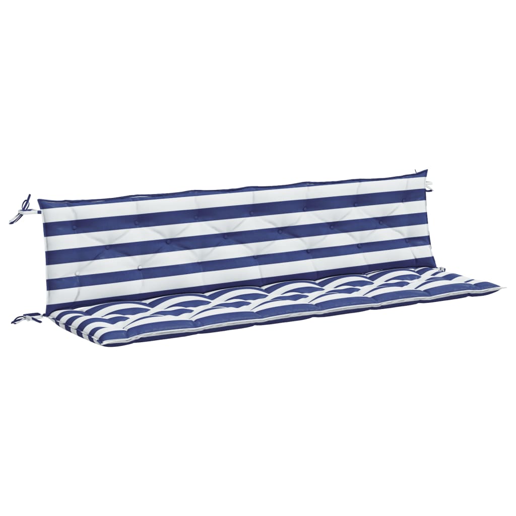 Cuscini Panca Giardino 2pz Righe Bianche Blu 200x50x7cm Tessuto - homemem39