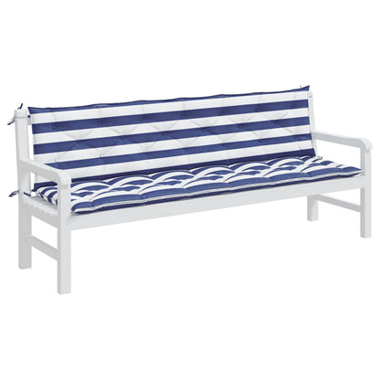 Cuscini Panca Giardino 2pz Righe Bianche Blu 200x50x7cm Tessuto - homemem39