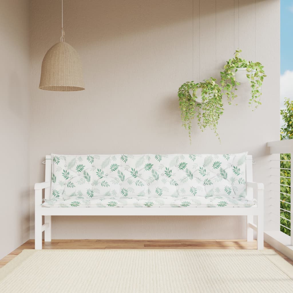 Cuscini Panca Giardino 2 pz Motivo a Foglie 200x50x7 cm Tessuto - homemem39