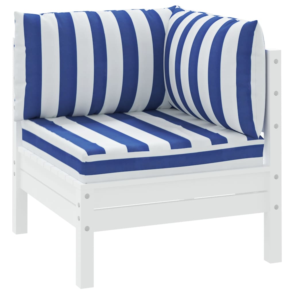 Cuscini per Pallet 3 pz Strisce Blu e Bianche Tessuto Oxford - homemem39