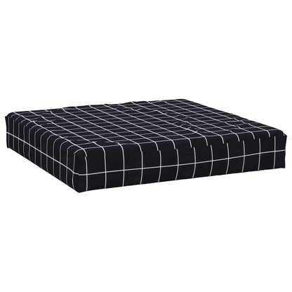 Cuscino Pallet Motivo a Quadri Nero 60x60x8 cm Tessuto Oxford - homemem39