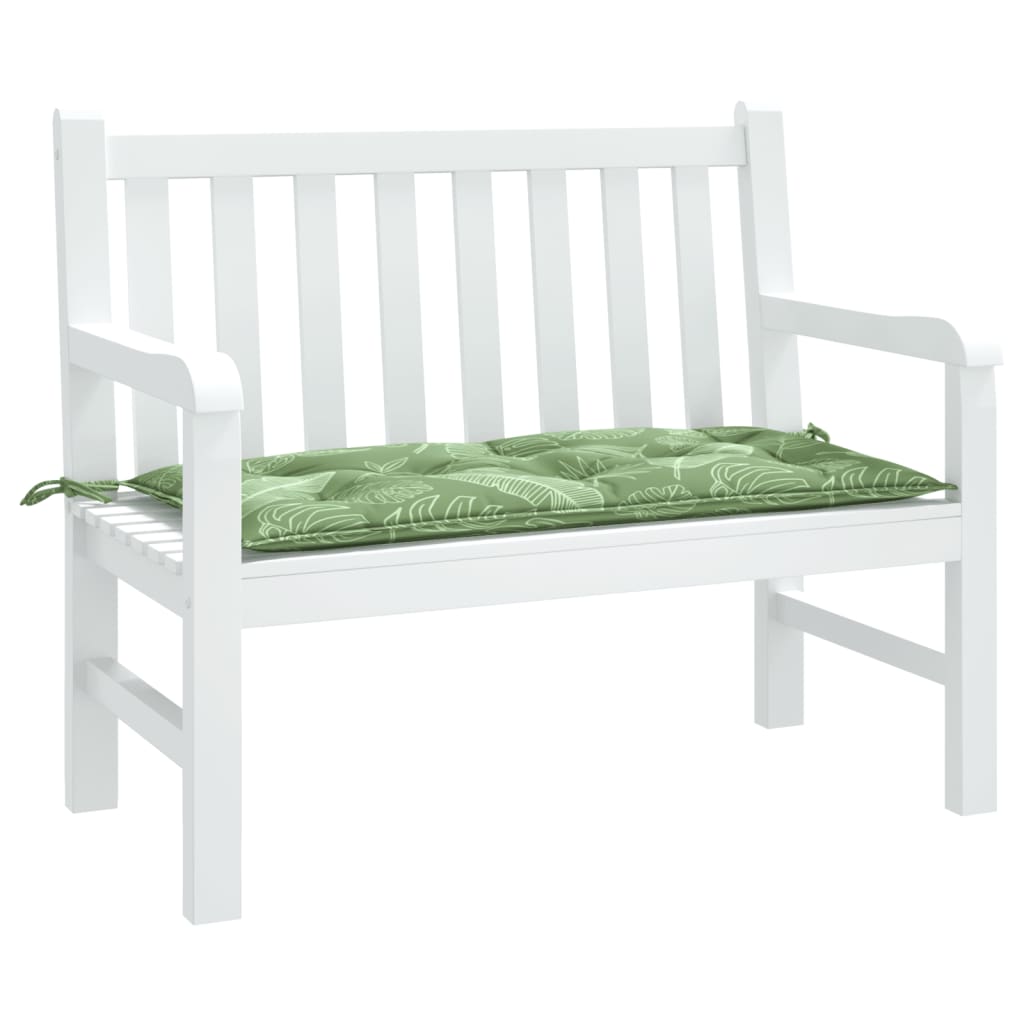 Cuscino Panca Giardino con Motivo a Foglie 110x50x7 cm Tessuto - homemem39