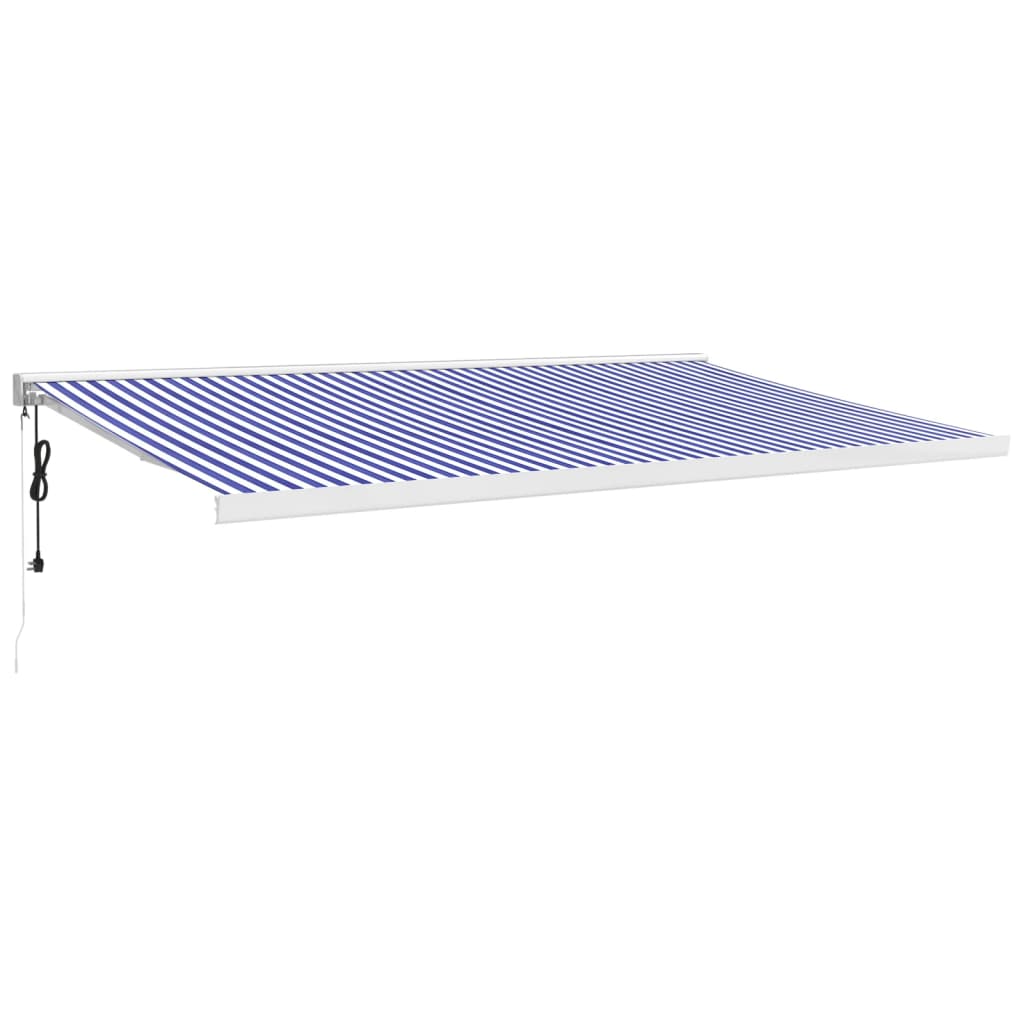 Tenda da Sole Retrattile Blu e Bianca 5x3 m Tessuto e Alluminio - homemem39