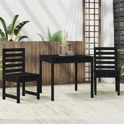 Set da Bistrot da Giardino 3 pz Nero in Legno Massello di Pino - homemem39