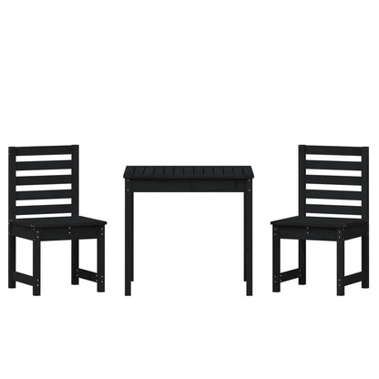 Set da Bistrot da Giardino 3 pz Nero in Legno Massello di Pino - homemem39