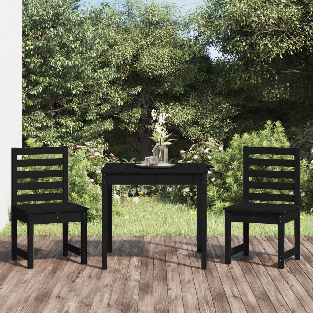 Set da Bistrot da Giardino 3 pz Nero in Legno Massello di Pino - homemem39