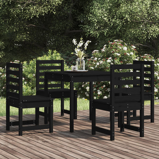 Set da Pranzo per Giardino 5pz Nero in Legno Massello di Pino - homemem39