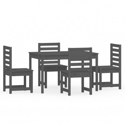 Set da Pranzo per Giardino 5pz Grigio in Legno Massello di Pino - homemem39