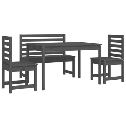 Set da Pranzo per Giardino 4pz Grigio in Legno Massello di Pino - homemem39