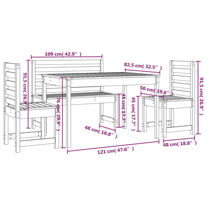 Set da Pranzo per Giardino 4pz Grigio in Legno Massello di Pino - homemem39