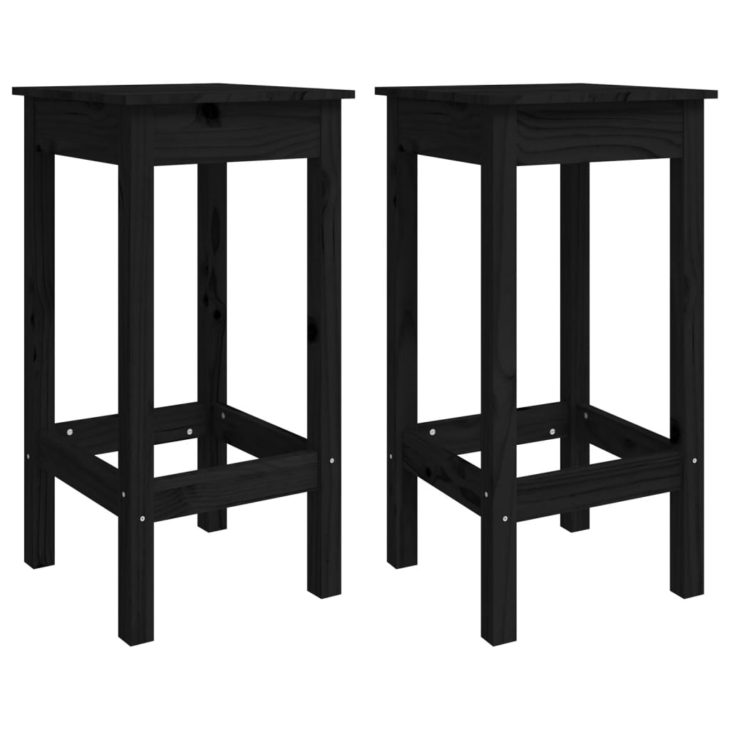 Set Bar da Giardino 3 pz Nero in Legno Massello di Pino - homemem39