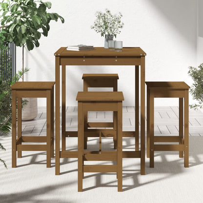 Set Bar da Giardino 5 pz Miele in Legno Massello di Pino - homemem39